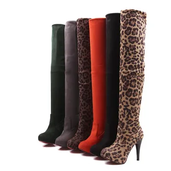 

2017 Botas Mujer Big Size 34-43 Brand Design Patch Color Over The Knee Boots Thick Sole Platform Slim Long Winter Autumn 838-2