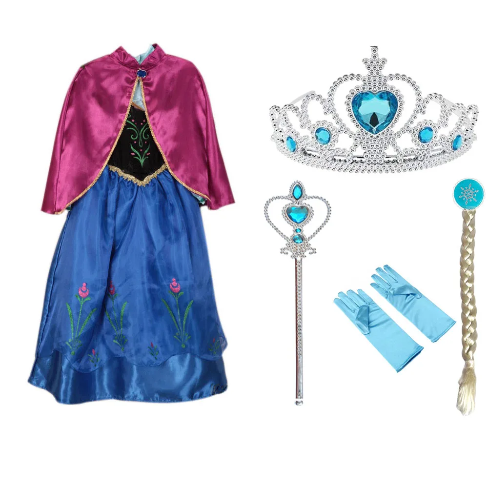Многоцветное свадебное платье; костюм для девочек; милые вечерние платья принцессы Эльзы; платье принцессы Анны Эльзы для девочек; платье для костюмированной вечеринки; Vestidos - Цвет: Синий