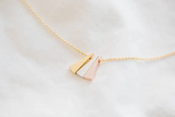 Gold 3 color triangle necklace bridesmaid gift.jpg