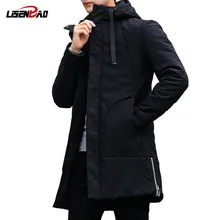 LiSENBAO 2018 nueva llegada del invierno Chaqueta larga algodón grueso hombre alta calidad moda Casual parkas algodón hombres Marca Ropa
