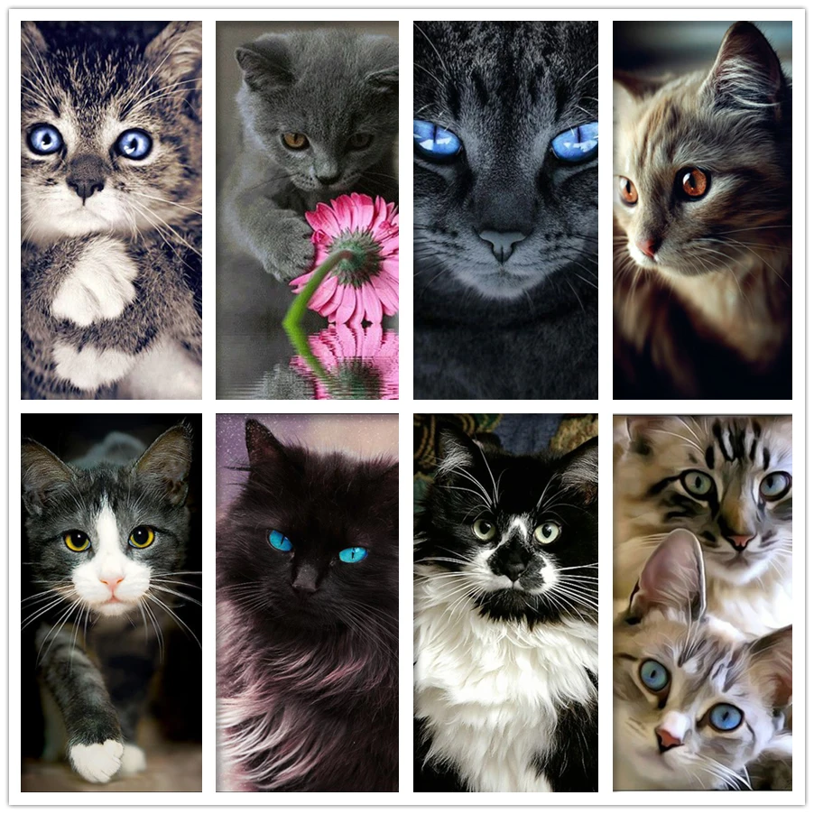 

Animal 5D DIY Diamond Painting Cross Stitch Needlework Cat Diamond Painting Full Square Diamond Embroidery Home Decoration