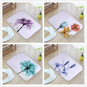 

Stylish Small Rug Nordic Colorful Ink Painting Flower Plant Floor Mat Outdoor Large Coral Fleece Home Decoration Summer Carpets