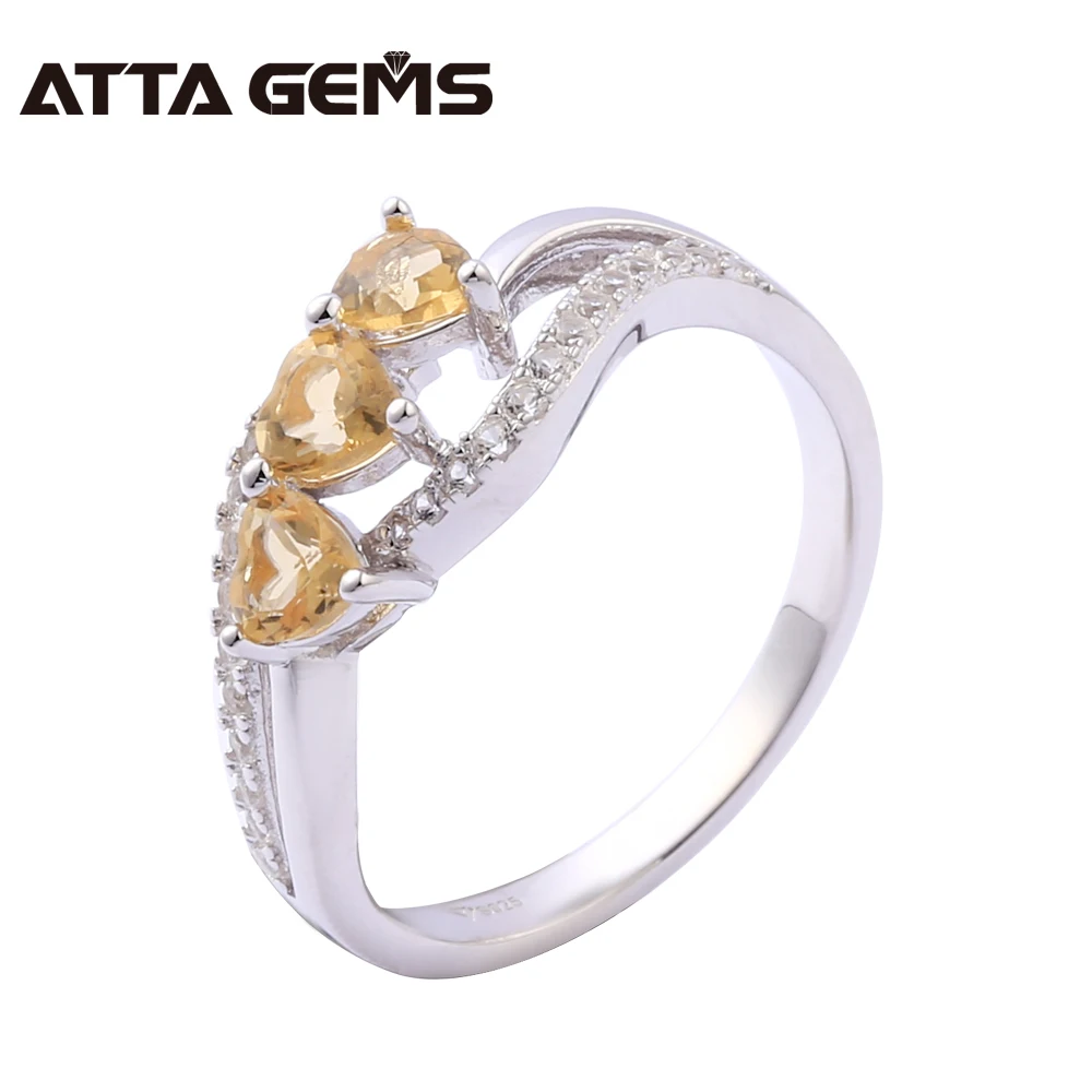 

Natural Citrine Sterling Silver Rings Women Romantic Style 1.48 Carats Natural Citrine Crystal Clean Quality Sweet for girls