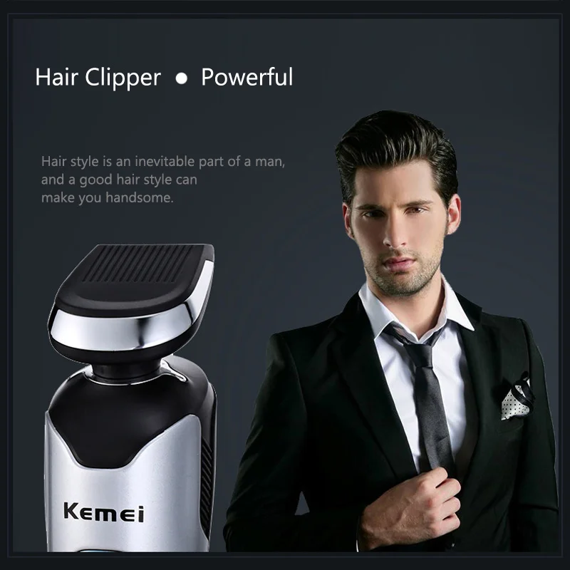 Kemei электробритва 4 в 1, Мужская машинка для бритья, моющаяся машинка для стрижки волос в носу, триммер для бороды, 110-240 В, электрическая KM-5390 43D