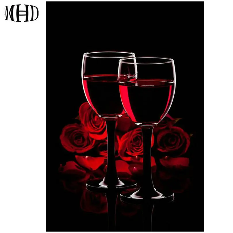 

New 5D DIY Diamond Painting Wine Rose 3D Crystal Threading Art Diamond Embroidery Full & Round Diamond Mosaic Crafts Suite