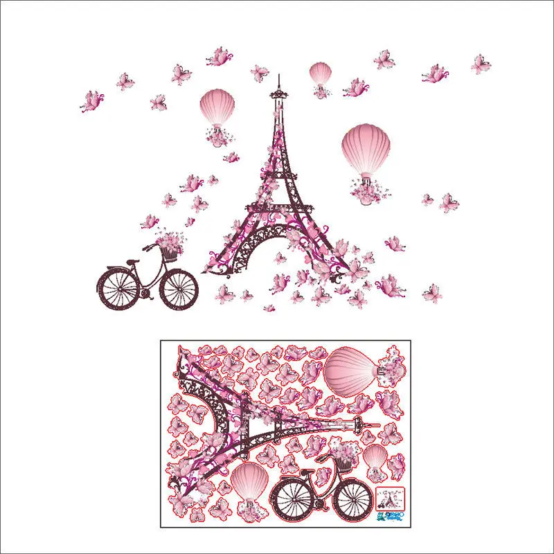 2018 New Hot Beautiful Girls Pink Butterfly Decor Living Room wall stickers on the wall decoracion stickers home decor