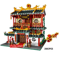 Горячая город street view chinatown китайский кунг фу Боевые искусства клуб moc building block цифры стек Кирпич игрушка Коллекция nanoblock