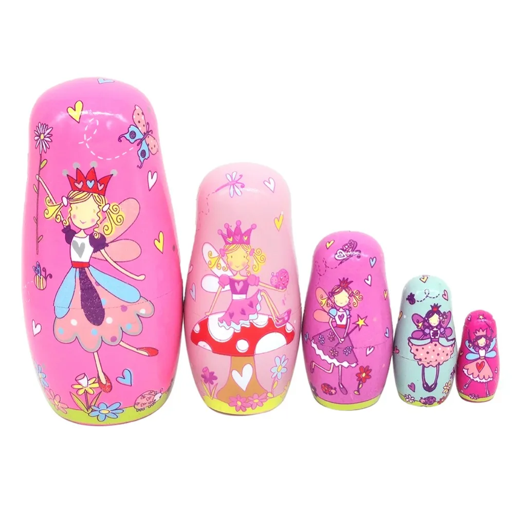 

Angel Pattern Nesting Dolls Russian Matryoshka Handmade Painted Toy Wishing Doll 5Pcs/Set Valentine's Day Gift Toy Decoration