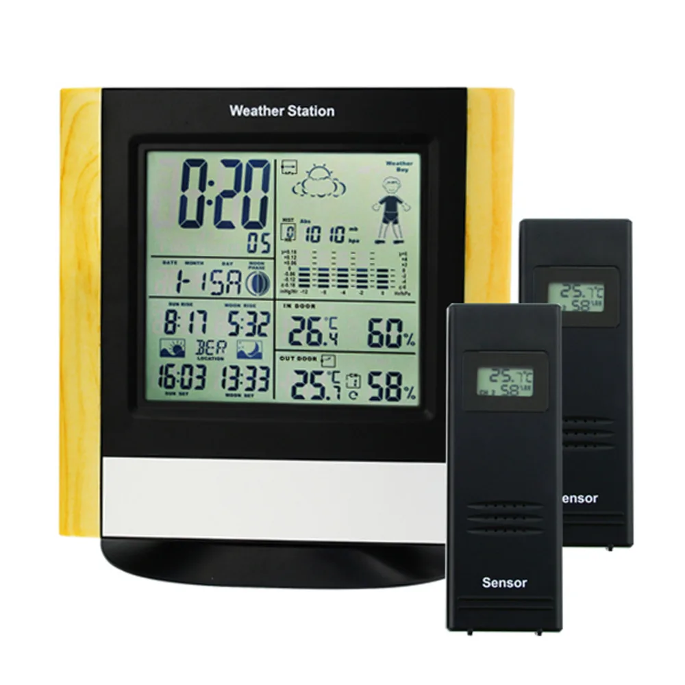 

Indoor Outdoor Weather Station Home/Business/School/Office/Clubs and etc DST Alarm Function RCC DCF WWVB Receiver with 2 sensor
