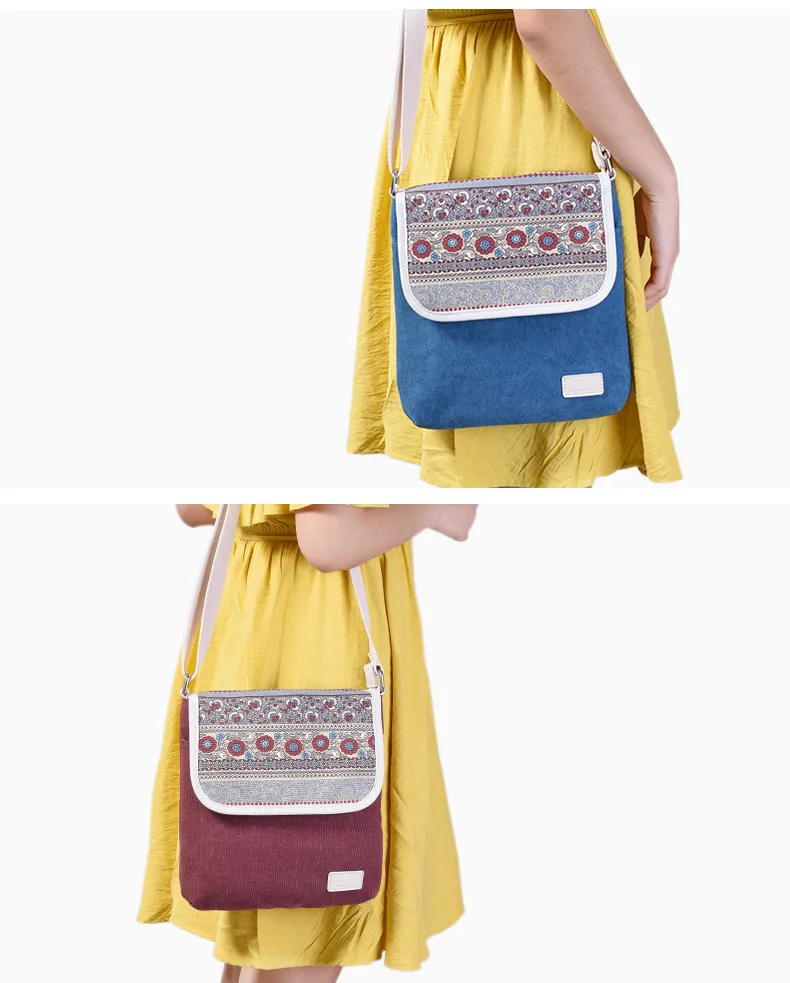 Национальная женская сумка на плечо, тканевая Ретро сумка-мессенджер с цветочным принтом, стильные женские сумки, повседневные дорожные сумки через плечо для девушек