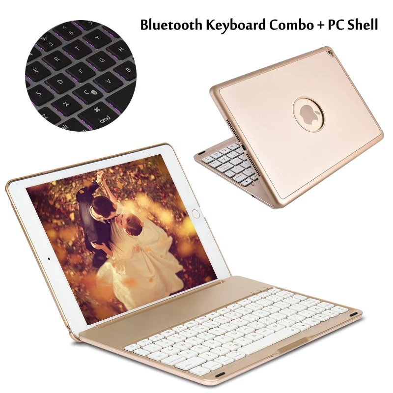 Case For iPad Air 2 Keyboard A1566 A1567 7 Colors Backlit Wireless Bluetooth Keyboard Case Cover For iPad 6 / Air2 + Gift