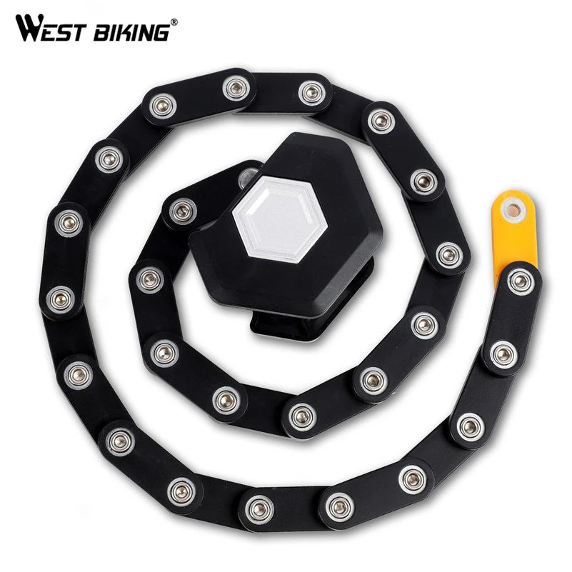 

WEST BIKING Bike Lock Anti Theft Foldable Chain Locks With Key Alloy Steel Folding Safety Motorcycle Bicycle Locks For Cycling