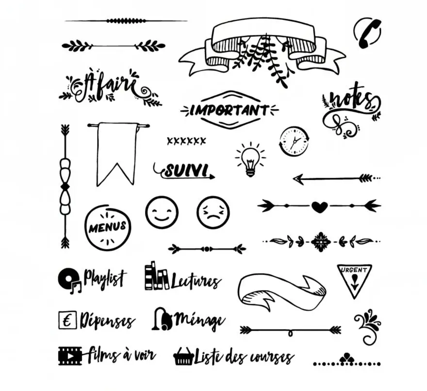 

French words/ Bullet Journal Transparent Clear Stamp/Seal for DIY scrapbooking/photo album Decorative clear stampA1837