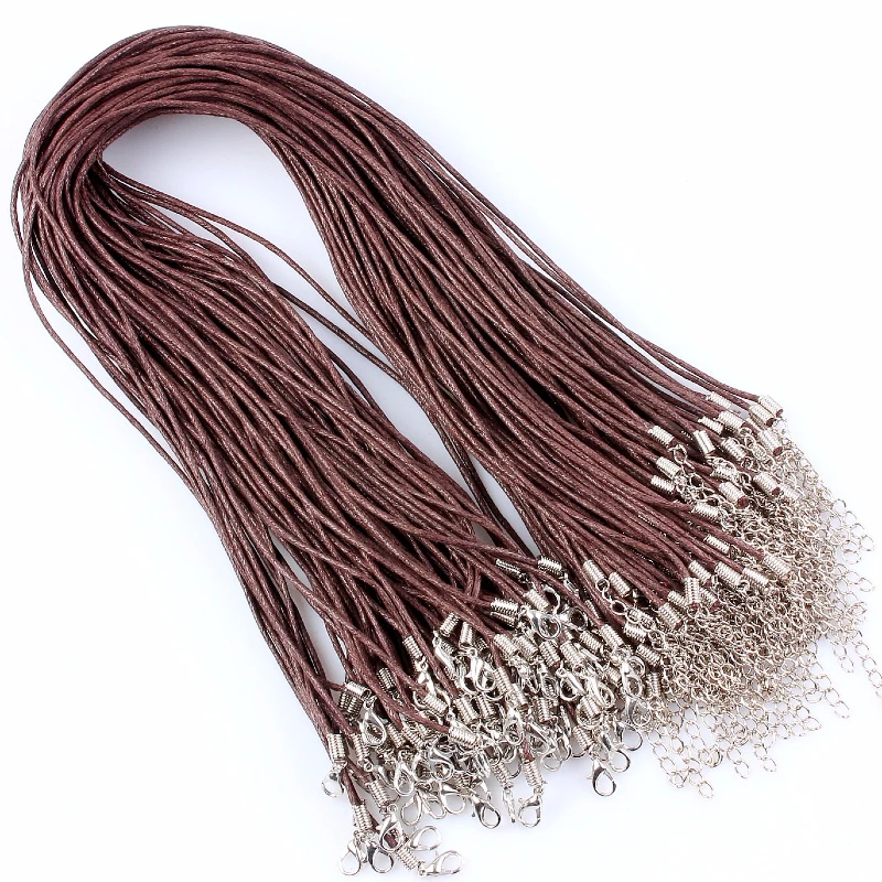 

QianBei free Bulk lot 30 pcs Brown Fiber Organza Waxen Necklace Women Cords Simple Necklaces Fashion Jewelry Men Gifts