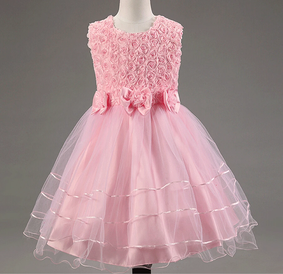 2016 new kids princess dresses for girls baby girl pearl Tutu flower