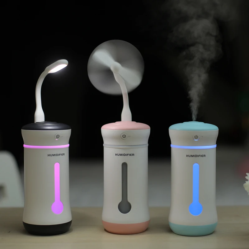 

USB Aroma Essential Oil Diffuser Ultrasonic Cool Mist Cup Humidifier Air Purifier Change LED Night Light and USB Fan