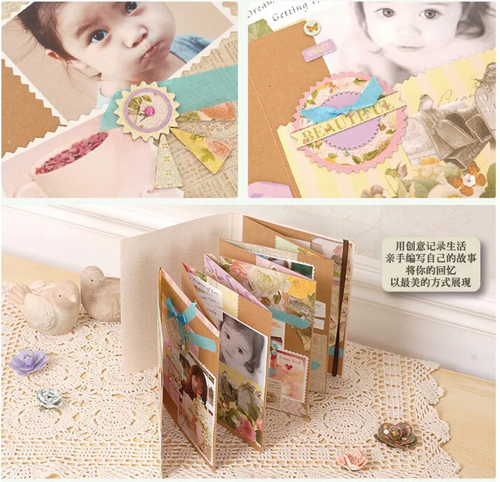 Eno поздравительный бумажный фотоальбом скрапбук набор для девочек/женщин/семьи/любовника, складной скрапбук альбом