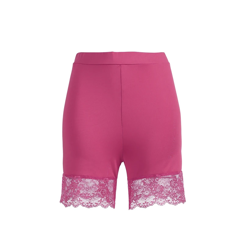 Women High Waist Shorts Casual Tight Fitness Slim Dancing Lace Short Trousers Solid Color Exercise Shorts For Female Streetwear