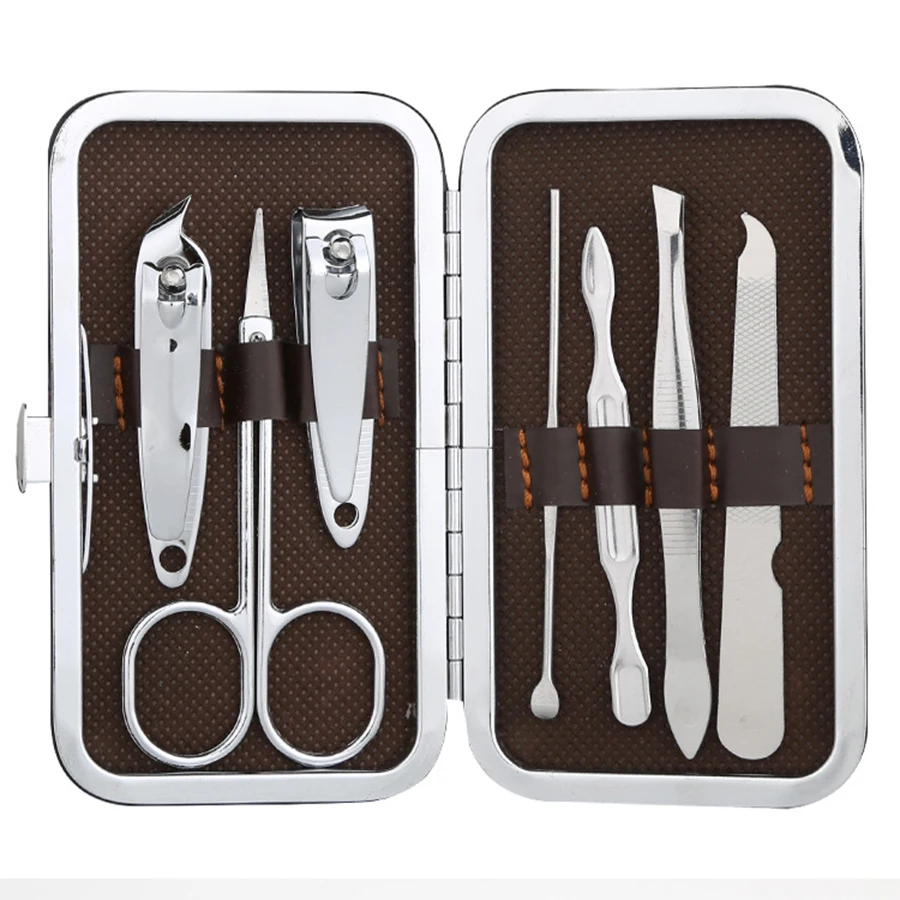 7pcs/Set Nail Clipper Kit Nail Care Pedicure Scissor/Tweezer/Knife/Ear