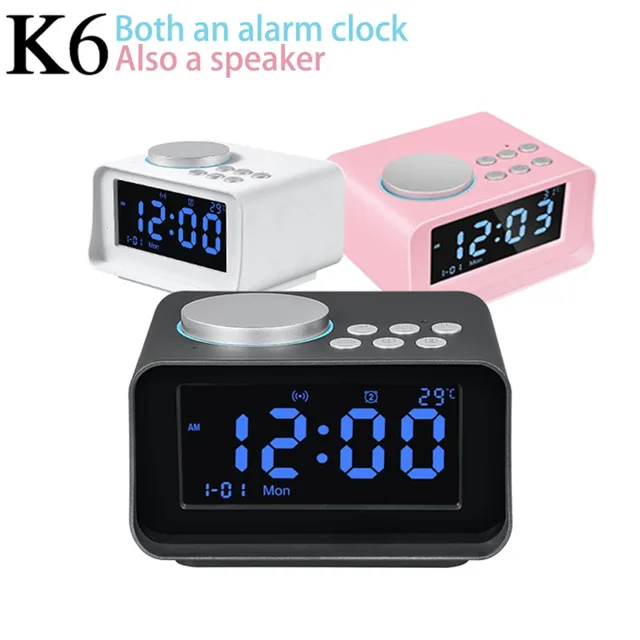 UK/EU/US Plug Multi-function Digital LED Alarm Clock Wireless Bluetooth Speaker Smart LED Night Light Table Lamp Alarm Clocks