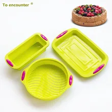 

To encounter Square Quadrate Shape Round Shape Silicone Baking Cake Mold DIY Toast Bread Pans Tiramisu Dishes Tray 3 in Package