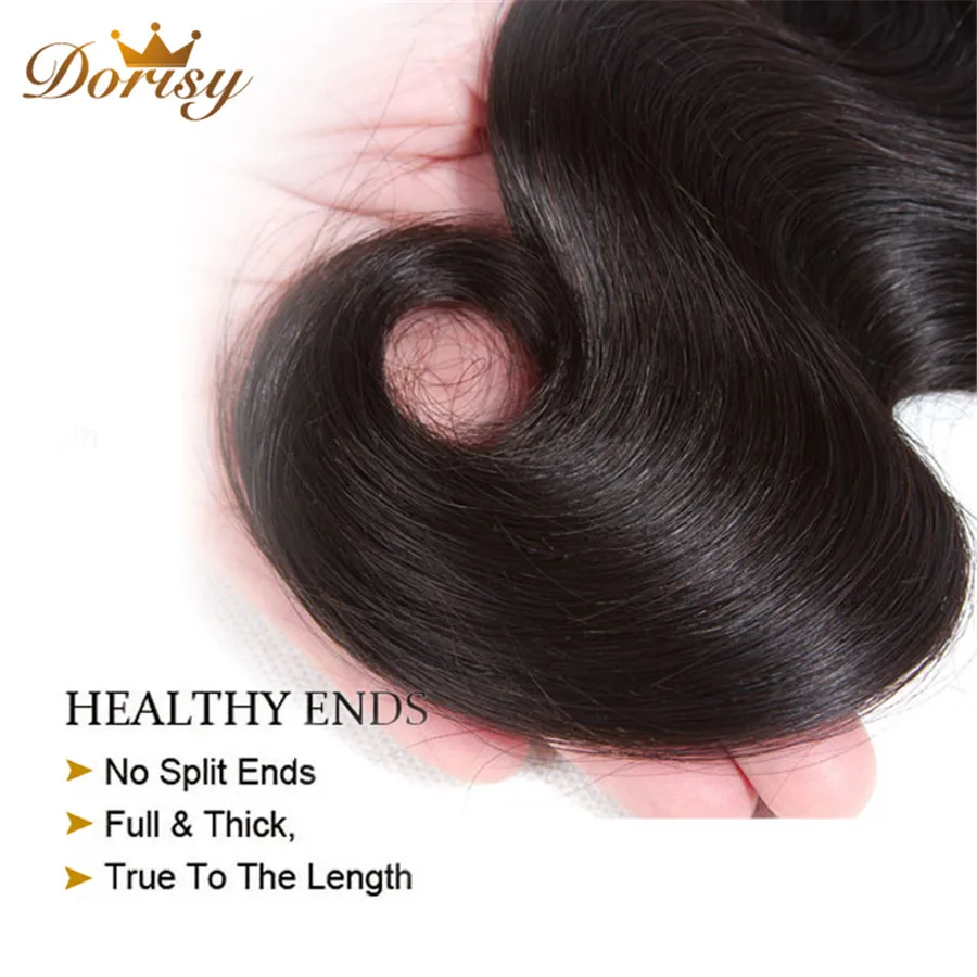 Объемные волнистые пучки с закрытием перуанские человеческие пучки волос с закрытием Nautral цвет не Remy Dorisy волосы для наращивания