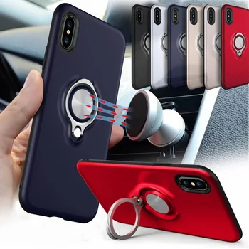 

For iPhone 11 Pro MAX Luxury Car Magnet Hide Ring Stand Holder Phone Ring Case For iPhone XR X XS Max 5s 6s 7 Plus 8 Plus Coque