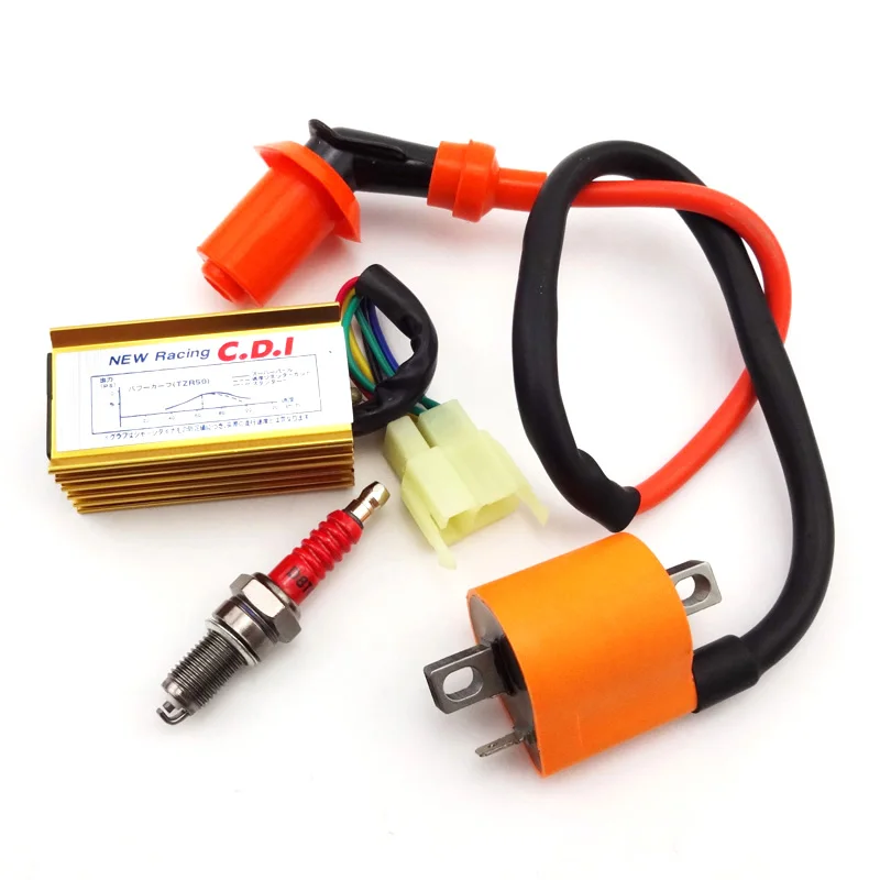 XLJOY Racing Ignition Coil + 6 pin AC CDI + D8TC Spark Plug
