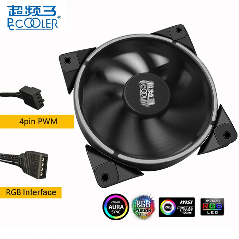 PCCOOLER 120 мм CPU AURA RGB охлаждающий вентилятор ПК корпус кулер 4 Pin PWM Ультра тихий LED