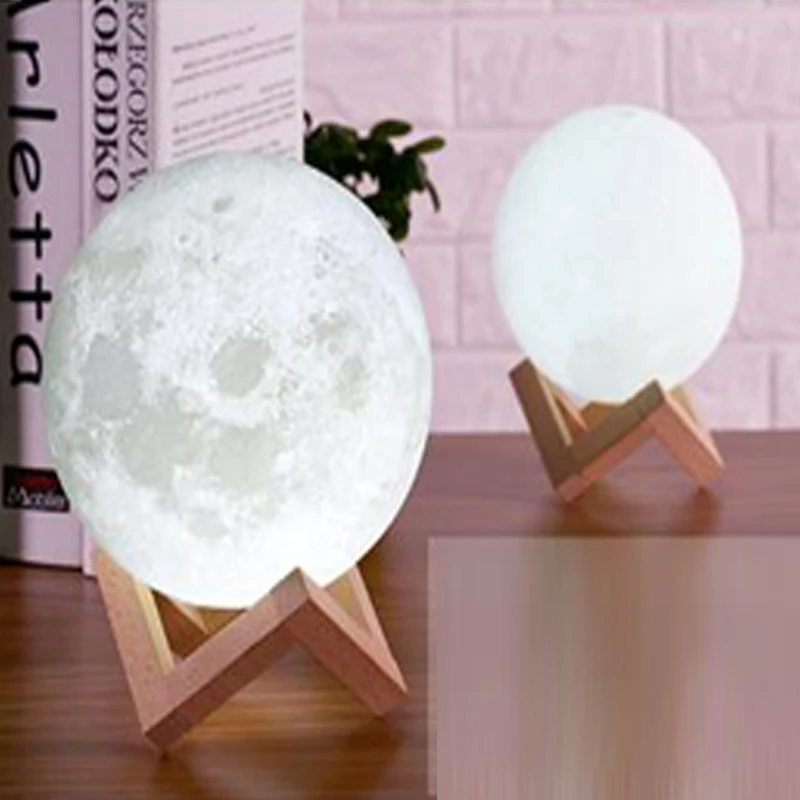 Night Lamp Rechargeable 3D Print Moon Lamp 2 Color Change Touch Switch Bedroom Bookcase Night Light Home Decor Creative Gift (2)