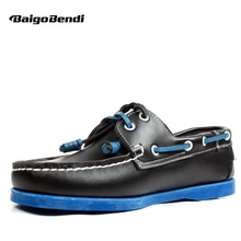 US6-12 Plus Size 45 46 Genuine Leather Mens Lace Up Loafers Casual CAR Shoes Moccasin Men Boat Shoes