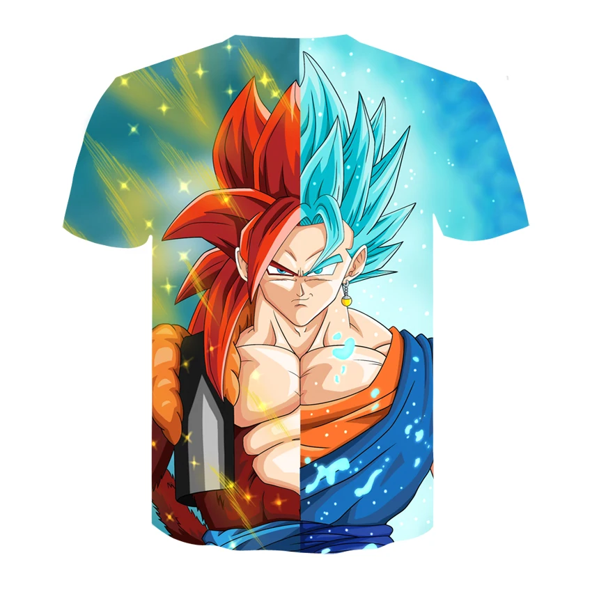 3D футболка с принтом Dragon Ball Z Goku Super Saiyan God, красная и синяя футболка с принтом Vegito футболка с рисунком летняя футболка, S-4XL