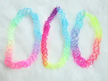 Gargantilha de tatuagem vintage, 3 peças por lote diferentes cores do arco íris gargantilha colar