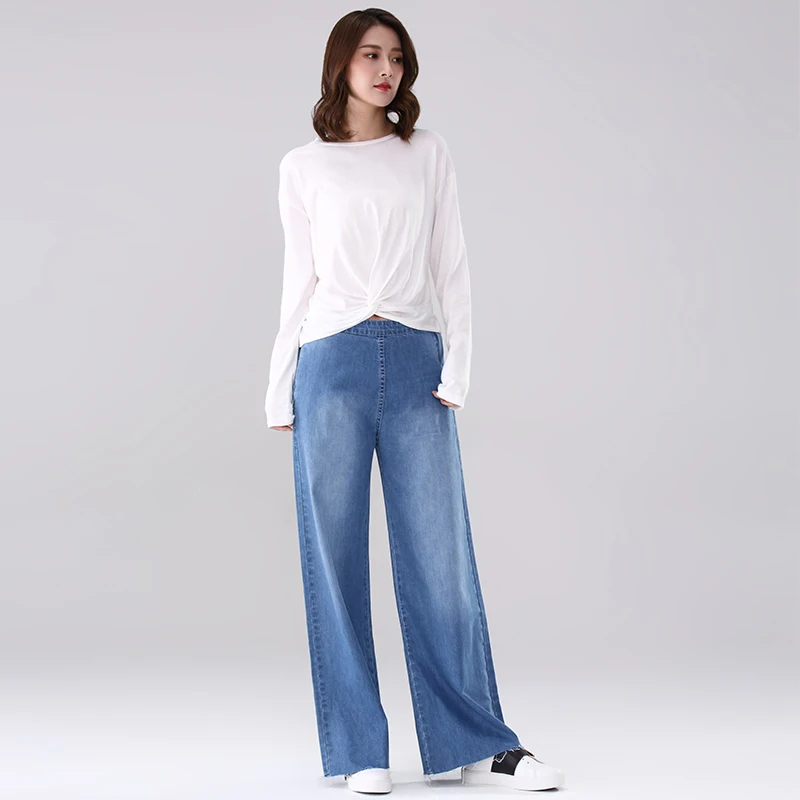High Quality Lady Denim Stretch Flare Denim Pant High Waist Washed Women Comfortable Fit Loose Elegant Personal Jeans Jeans