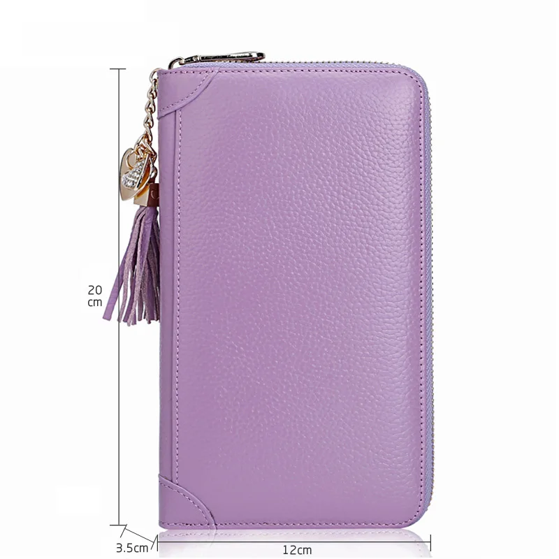 Женская сумка из натуральной кожи на молнии с кисточкой для кредитных карт с сердечками, милая Повседневная сумка с высокой вместительностью, кредитные карточки - Цвет: purple 60 cards