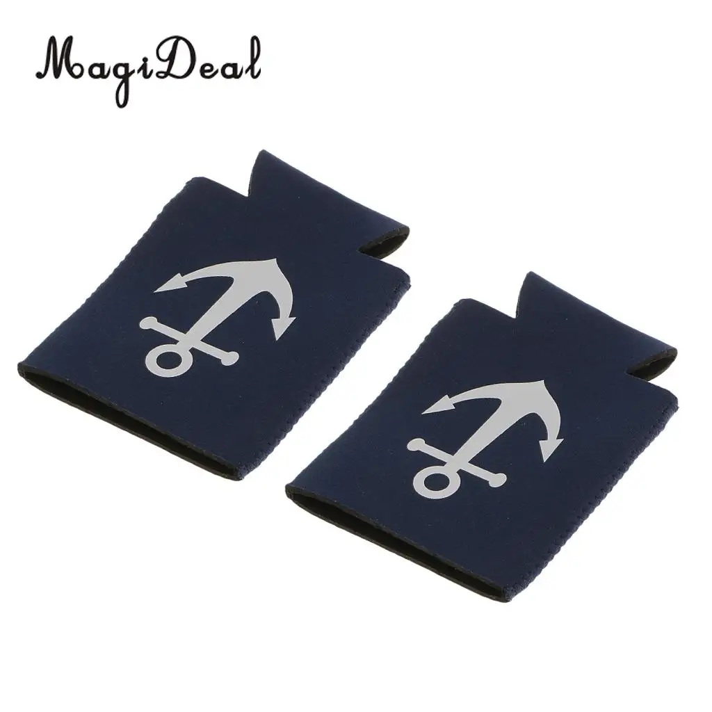 MagiDeal 2Pcs Neoprene Nautical Anchor Soda Beer Bottle Tin Can Cooler Chilling Sleeve Holder for Theme Party Novelty Gift Toy