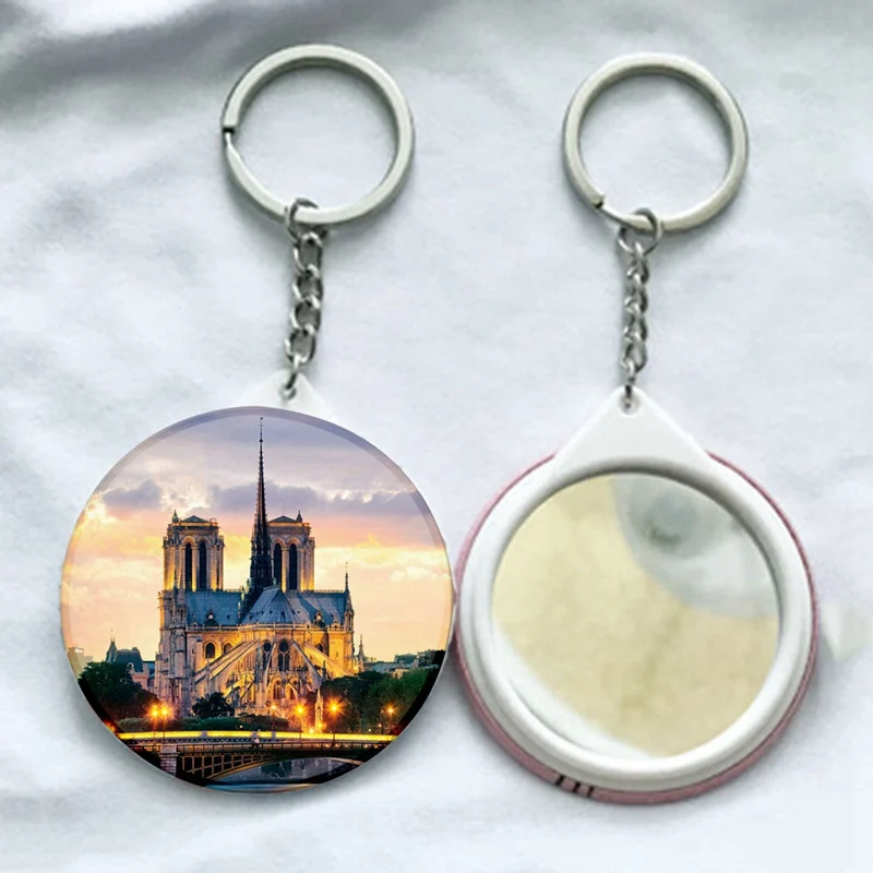 

Sublimation De Paris Metal Keychains Fashion Makeup Mirrors Keychains For Heat For