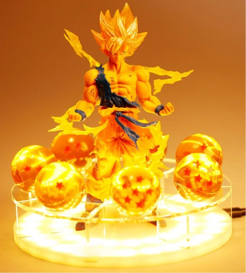 Светодиодный Dragon Ball Z Spirit Bomb настольная лампа Сон Гоку ночные светильники комнаты настольные лампы светильник Diy хрустальный шар для украшения дома - Испускаемый цвет: Goku