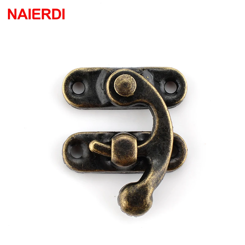 NAIERDI 8Pcs/set Furniture Hardware Chinese Hardware Antique Wooden Box Latch Hasp+Mini Hinges+Corners Brackets+Old Padlock