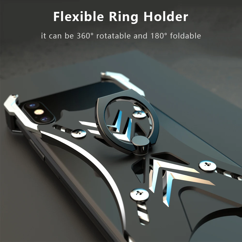 R-JUST для iPhone XS Max чехол Роскошный Жесткий металлический алюминиевый сплав кольцо держатель Броня противоударный задний Чехол для телефона для iPhone X XR чехол