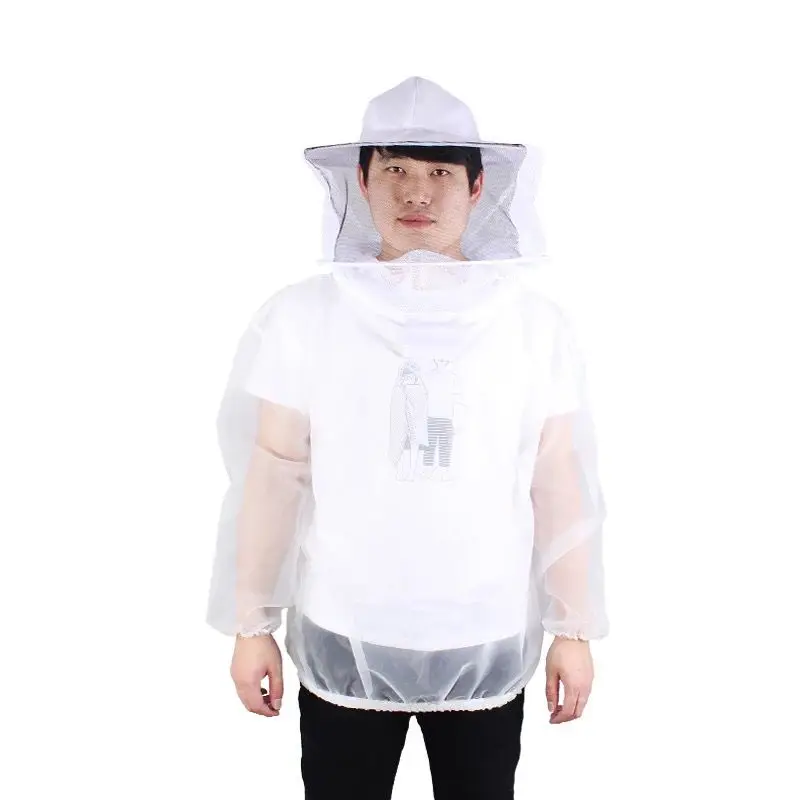 

Bee Tool Beekeeper Protective Clothing With Black Veil And Hat White Bee Insect Feeding Supplies Beekeeping Tools