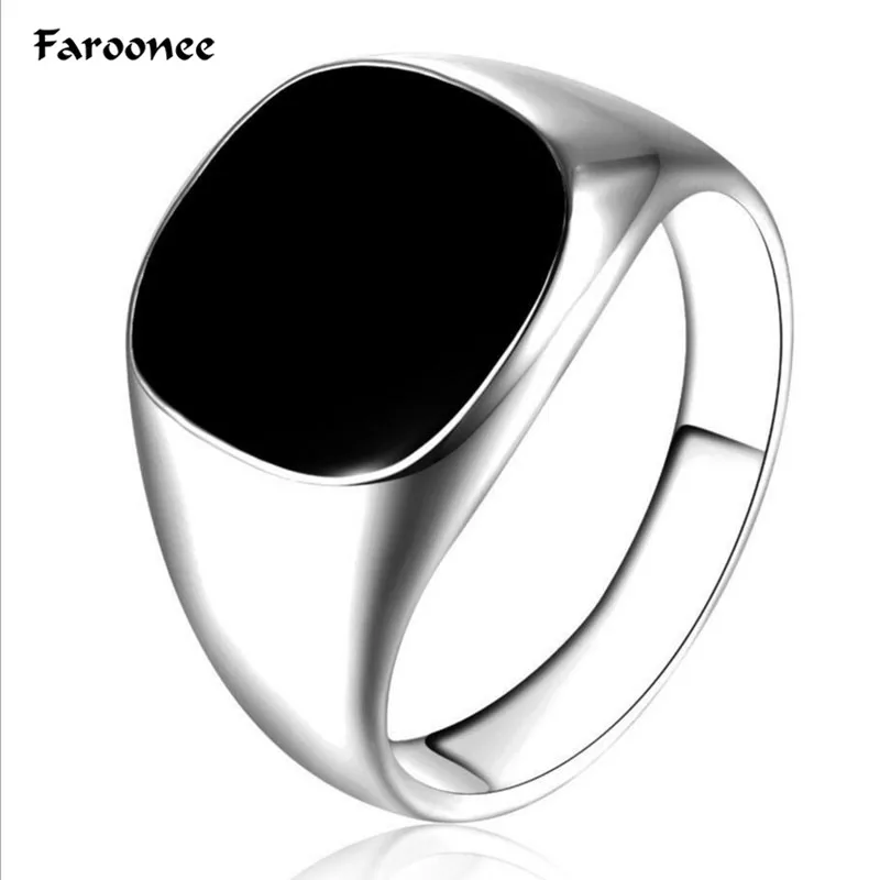 

Gold Silver Plated Black Enamel Rings Men Vintage Ring Punk Classic Black Drip Imitation Black Stones Male Enamel Ring 7A0024