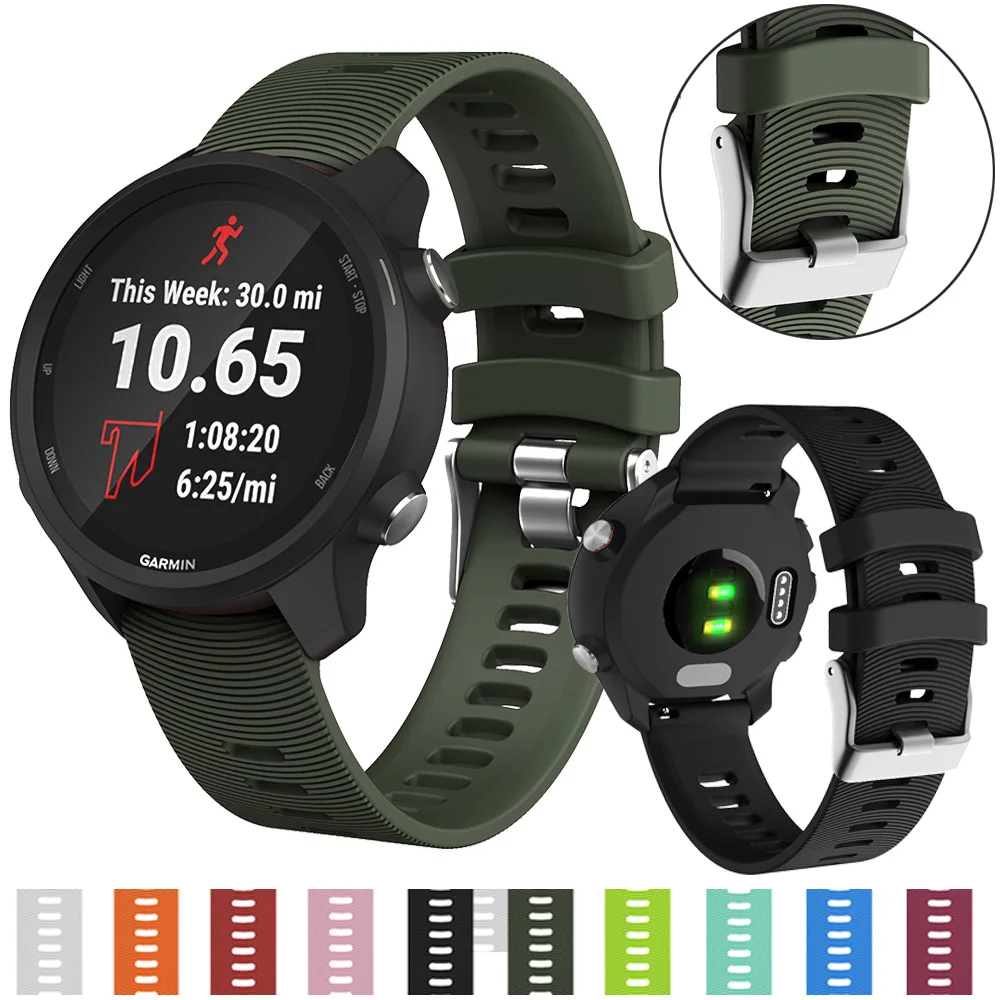 

Fashion Stripes 20mm Sport Silicone Strap Band For Garmin Forerunner 245 245M Music Smart Watch Replacement wristband Watch band