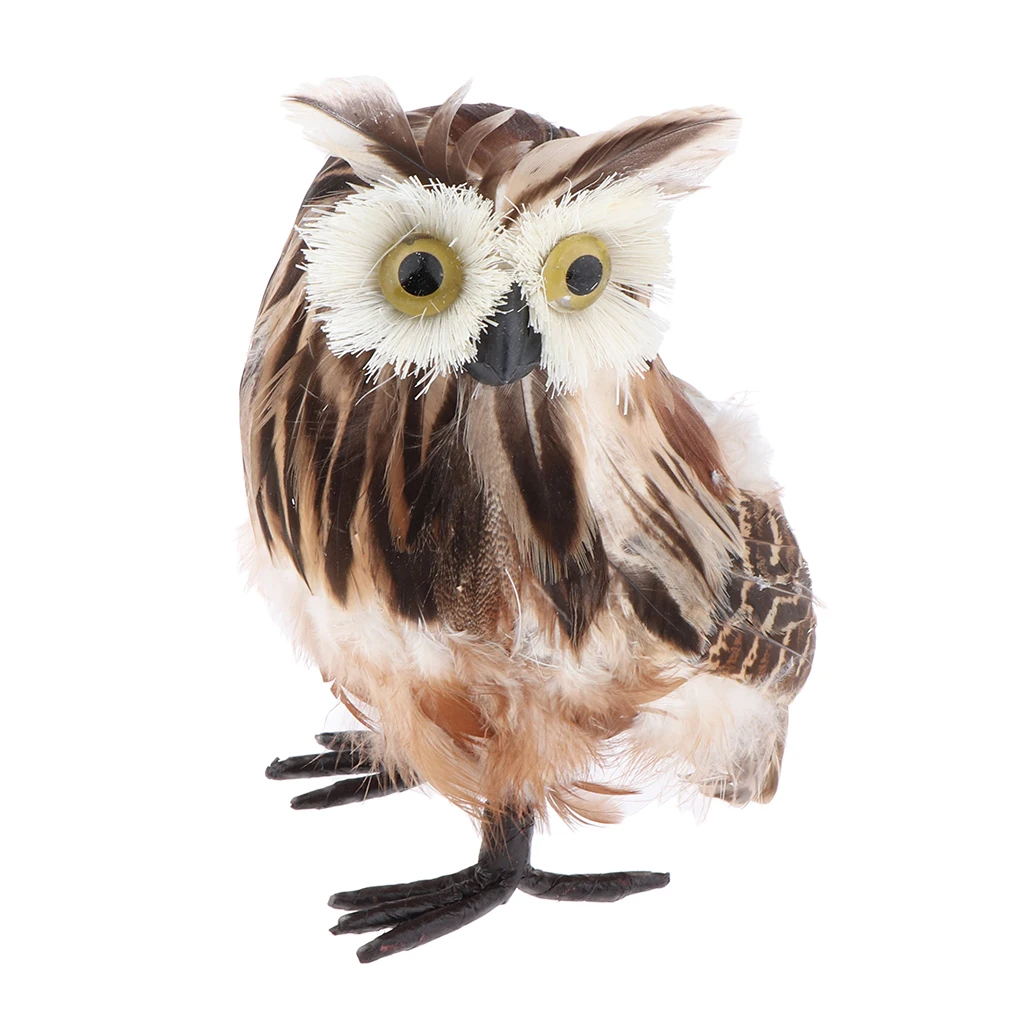Realistic Plush Owl Decor, Kids Educational Toys, 7-inch, Brown