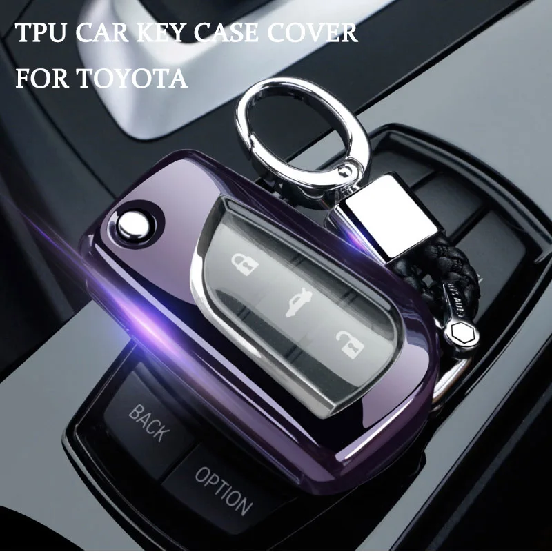 

FOB car key case filp folding Key Cover Case For Toyota Auris Corolla Avensis Verso Yaris Aygo Scion TCIM 2015 2016 key chain
