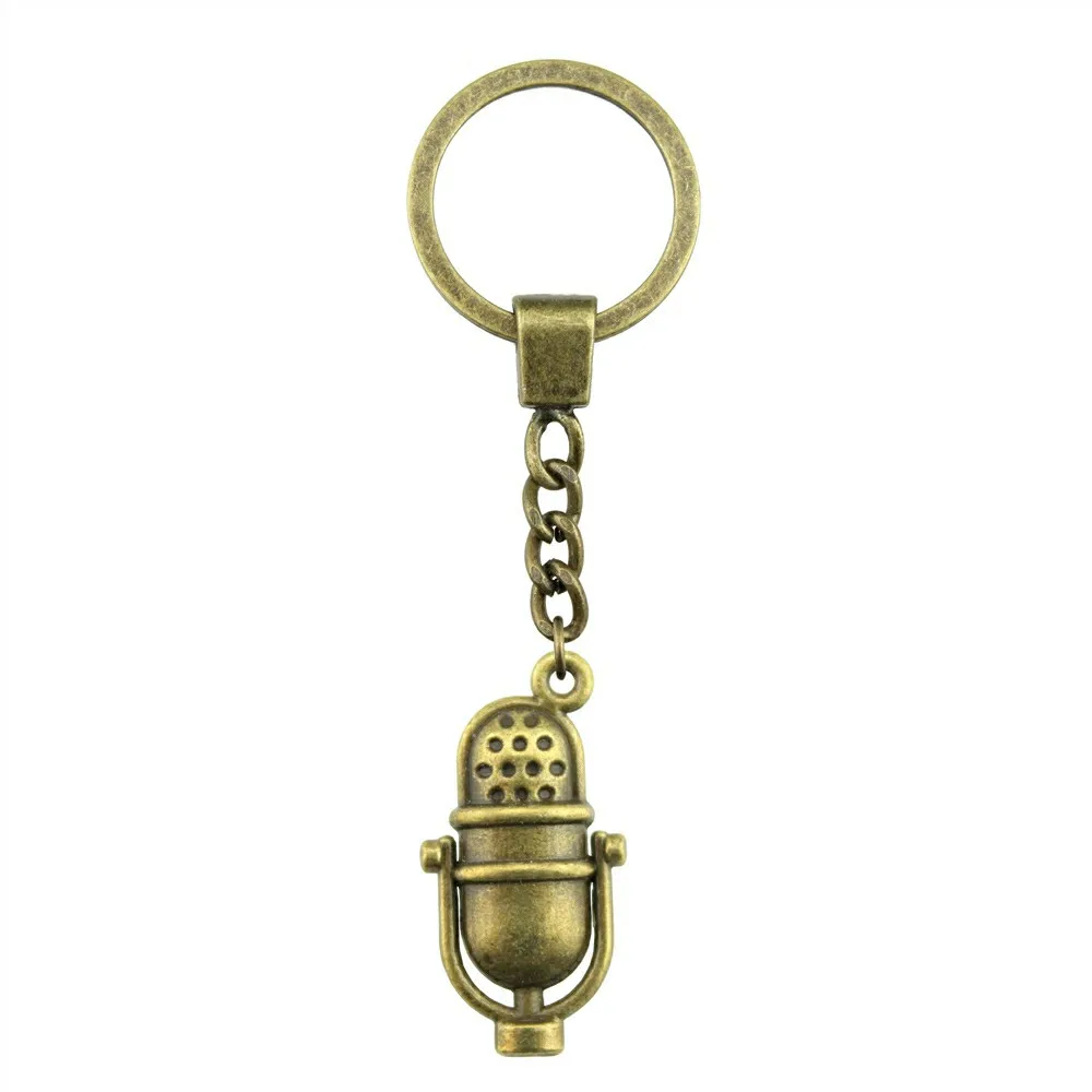 Keyring Microphone Keychain 26x13mm Antique Bronze Antique Silver
