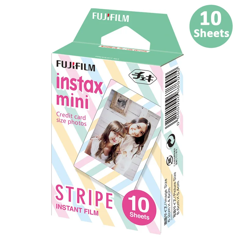 Пленка Fujifilm Instax Mini на выбор фоторамка 10-100 лист фотобумага для камеры Instax Mini 9 Mini 8 Instant Mini 70 90 - Цвет: 10 Sheets Stripe