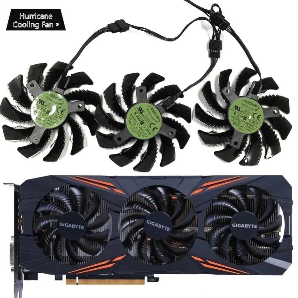 75 мм T128010SU 0.35A вентилятор охлаждения для Gigabyte AORUS GTX 1060 1070 1080 G1 GTX 1070Ti 1080Ti 960 970 980Ti Видеокарта кулер вентилятор