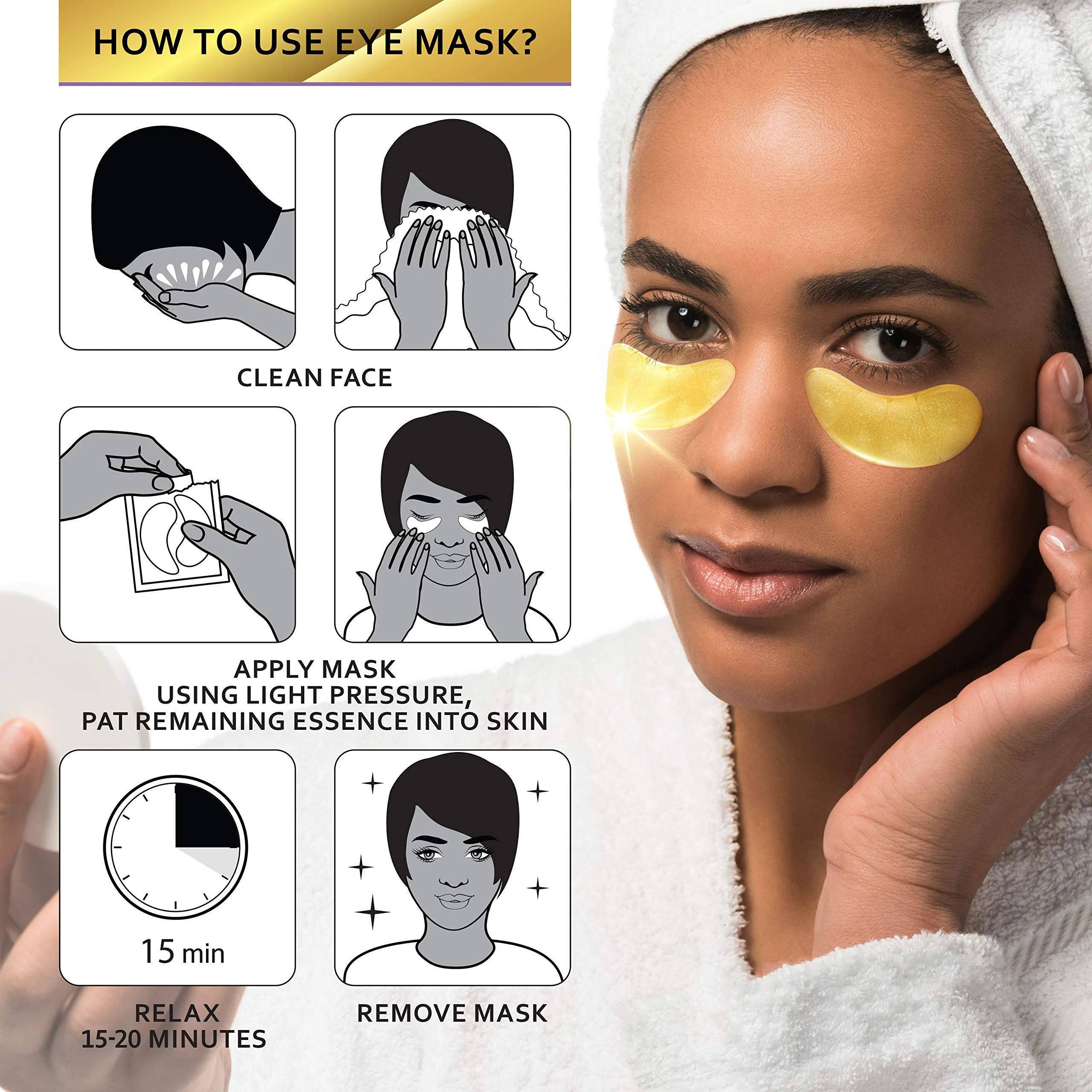 

ISNER MIL 10pairs 24K Gold Crystal Collagen Eye Mask Eye Patches Dark Circle Puffiness Eye Bag Anti Wrinkle Face Care