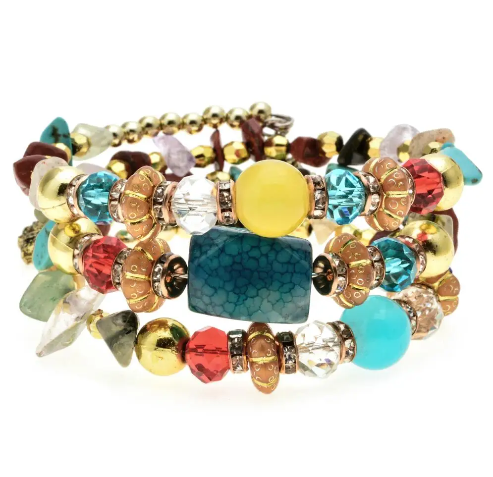 LUBINGSHINE, богемные женские браслеты с кристаллами и камнями, женские регулируемые Многослойные браслеты, подарок для жены, ювелирные изделия - Окраска металла: G